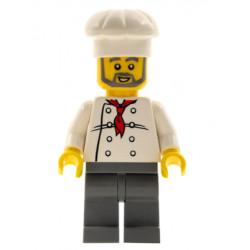 Chef - White Torso with 8 Buttons, Dark Bluish Gray Legs, Gray Beard – ГРАДСКИ