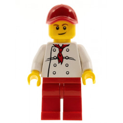 Chef - White Torso with 8 Buttons, Red Legs and Red Cap with Hole (City Square Hot Dog Vendor) – ГРАДСКИ