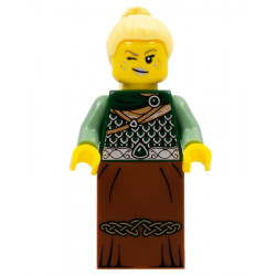Warrior - Female with Scale Mail, Reddish Brown Skirt, Bright Light Yellow Hair, Silver Lips – КОЛЕКЦИОНЕРСКИ МИНИФИГУРКИ