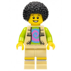 Musician - Male, Vest with Fringe over Lime Top with Pink and Blue Swirl, Black Bushy Hair – КОЛЕКЦИОНЕРСКИ МИНИФИГУРКИ