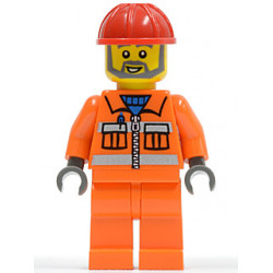 Construction Worker - Orange Zipper, Safety Stripes, Orange Arms, Orange Legs, Red Construction Helmet, Gray Angular Beard – ГРАДСКИ