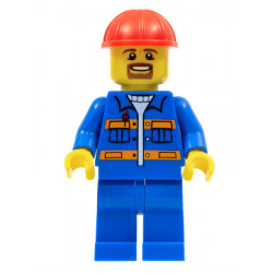 Blue Jacket with Pockets and Orange Stripes, Blue Legs, Red Construction Helmet, Brown Moustache and Goatee – ГРАДСКИ