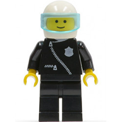 Police - Zipper with Badge, Black Legs, White Helmet, Trans-Light Blue Visor – ГРАДСКИ