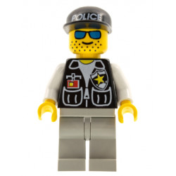 Police - Sheriff Star and 2 Pockets, Light Gray Legs, White Arms, Black Cap with Police Pattern – ГРАДСКИ