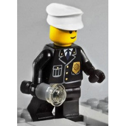 Police - City Suit with Blue Tie and Badge, Black Legs, White Hat - with Light-Up Flashlight – ГРАДСКИ