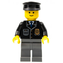 Police - City Suit with Blue Tie and Badge, Dark Bluish Gray Legs, Black Hat – ГРАДСКИ