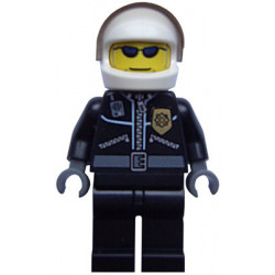 Police - City Leather Jacket with Gold Badge, White Helmet, Trans-Brown Visor, Dark Blue Sunglasses – ГРАДСКИ