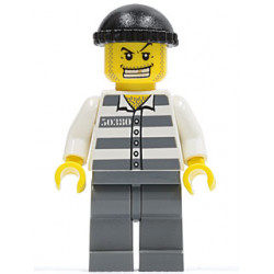 Police - Jail Prisoner 50380 Prison Stripes, Dark Bluish Gray Legs, Black Knit Cap, Gold Tooth – ГРАДСКИ