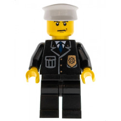 Police - City Suit with Blue Tie and Badge, Black Legs, Scowl, White Hat – ГРАДСКИ