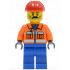 Construction Worker - Orange Zipper, Safety Stripes, Orange Arms, Blue Legs, Red Construction Helmet, Stubble – ГРАДСКИ