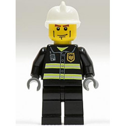 Fire - Reflective Stripes, Black Legs, White Fire Helmet, Cheek Lines, Dark Bluish Gray Hands – ГРАДСКИ