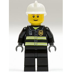 Fire - Reflective Stripes, Black Legs, White Fire Helmet, Brown Eyebrows, Thin Grin – ГРАДСКИ