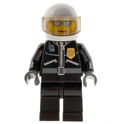 Police - City Leather Jacket with Gold Badge, White Helmet, Trans-Brown Visor, Silver Sunglasses – ГРАДСКИ