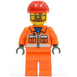 Construction Worker - Orange Zipper, Safety Stripes, Orange Arms, Orange Legs, Red Construction Helmet, Beard and Glasses – ГРАДСКИ