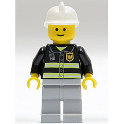 Fire - Reflective Stripes, Light Bluish Gray Legs, White Fire Helmet, Standard Grin – ГРАДСКИ