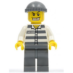 Police - Jail Prisoner 50380 Prison Stripes, Dark Bluish Gray Legs, Dark Bluish Gray Knit Cap, Gold Tooth – ГРАДСКИ