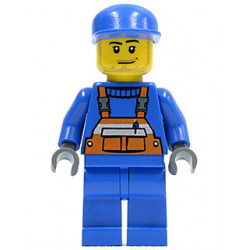 Overalls with Safety Stripe Orange, Blue Legs, Blue Cap, Smirk and Stubble Beard – ГРАДСКИ