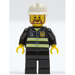 Fire - Reflective Stripes, Black Legs, White Fire Helmet, Brown Beard Rounded – ГРАДСКИ