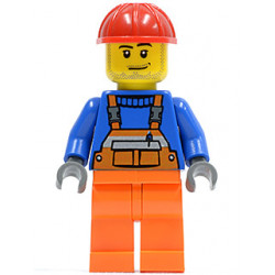 Overalls with Safety Stripe Orange, Orange Legs, Red Construction Helmet, Smirk and Stubble Beard – ГРАДСКИ
