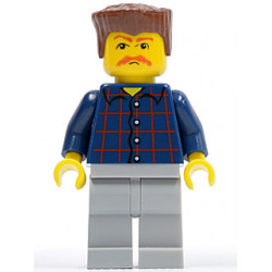 Plaid Button Shirt, Light Bluish Gray Legs, Reddish Brown Flat Top, Bushy Moustache – ГРАДСКИ