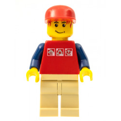 Red Shirt with 3 Silver Logos, Dark Blue Arms, Tan Legs, Messy Red Hair – ГРАДСКИ
