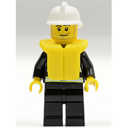 Fire - Reflective Stripes, Black Legs, White Fire Helmet, Smirk and Stubble Beard, Life Jacket – ГРАДСКИ