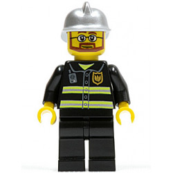 Fire - Reflective Stripes, Black Legs, Silver Fire Helmet, Beard and Glasses (Hovercraft Pilot) – ГРАДСКИ