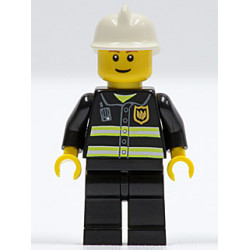 Fire - Reflective Stripes, Black Legs, White Fire Helmet, Thin Grin, Yellow Hands (Undetermined Eyebrows) – ГРАДСКИ