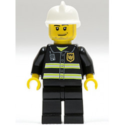 Fire - Reflective Stripes, Black Legs, White Fire Helmet, Smirk and Stubble Beard – ГРАДСКИ