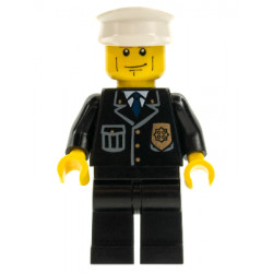 Police - City Suit with Blue Tie and Badge, Black Legs, Vertical Cheek Lines, Brown Eyebrows, White Hat – ГРАДСКИ
