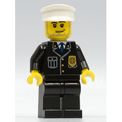 Police - City Suit with Blue Tie and Badge, Black Legs, White Hat, Smirk and Stubble Beard – ГРАДСКИ