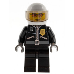 Police - City Leather Jacket with Gold Badge, White Helmet, Trans-Brown Visor, Orange Sunglasses – ГРАДСКИ