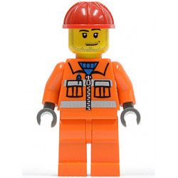 Construction Worker - Orange Zipper, Safety Stripes, Orange Arms, Orange Legs, Red Construction Helmet, Smirk and Stubble Beard – ГРАДСКИ