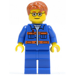 Blue Jacket with Pockets and Orange Stripes, Blue Legs, Dark Orange Short Tousled Hair, Brown Eyebrows, Glasses – ГРАДСКИ