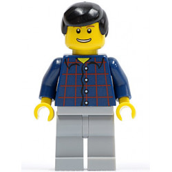 Plaid Button Shirt, Light Bluish Gray Legs, Black Male Hair, Thin Grin with Teeth – ГРАДСКИ