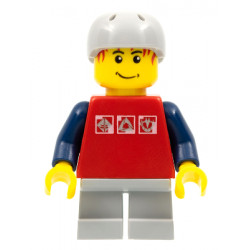 Skateboarder, Red Shirt with Silver Logos, Dark Blue Arms, Light Bluish Gray Short Legs, Male Messy Red Hair – ГРАДСКИ