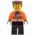 Construction Worker - Orange Zipper, Safety Stripes, Orange Arms, Black Legs, Reddish Brown Flat Top Hair, Beard Around Mouth – ГРАДСКИ