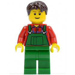Overalls Farmer Green, Dark Brown Short Tousled Hair – ГРАДСКИ