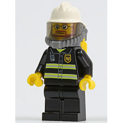Fire - Reflective Stripes, Black Legs, White Fire Helmet, Breathing Neck Gear with Air Tanks, Yellow Hands, Beard and Glasses – ГРАДСКИ