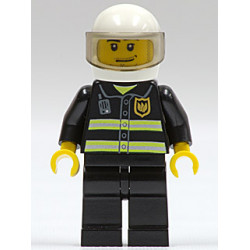 Fire - Reflective Stripes, Black Legs, White Standard Helmet, Trans-Brown Visor, Stubble Beard and Moustache, Smirk and Stubble Beard – ГРАДСКИ