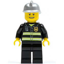 Fire - Reflective Stripes, Black Legs, Silver Fire Helmet, Thin Grin with Teeth – ГРАДСКИ
