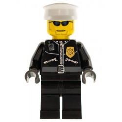 Police - City Leather Jacket with Gold Badge, White Hat, Dark Blue Sunglasses – ГРАДСКИ