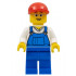 Overalls Blue over V-Neck Shirt, Blue Legs, Red Short Bill Cap, Glasses – ГРАДСКИ