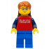 Red Shirt with 3 Silver Logos, Dark Blue Arms, Blue Legs, Dark Orange Short Tousled Hair, Brown Eyebrows, Backpack – ГРАДСКИ