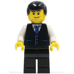 Black Vest with Blue Striped Tie, Black Legs, White Arms, Black Male Hair (Bus Driver) – ГРАДСКИ