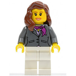Dark Bluish Gray Jacket with Magenta Scarf, White Legs, Reddish Brown Female Hair over Shoulder – ГРАДСКИ