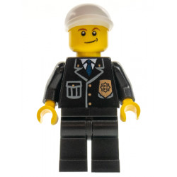 Police - City Suit with Blue Tie and Badge, Black Legs, White Short Bill Cap, Crooked Smile – ГРАДСКИ