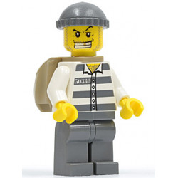 Police - Jail Prisoner 50380 Prison Stripes, Dark Bluish Gray Legs, Dark Bluish Gray Knit Cap, Gold Tooth, Backpack – ГРАДСКИ