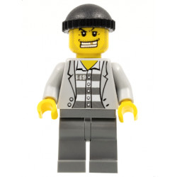 Police - Jail Prisoner Jacket over Prison Stripes, Dark Bluish Gray Legs, Black Knit Cap, Gold Tooth – ГРАДСКИ