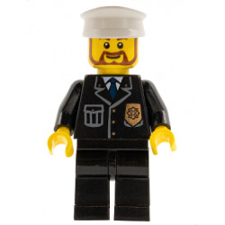 Police - City Suit with Blue Tie and Badge, Black Legs, White Hat, Brown Beard Rounded – ГРАДСКИ
